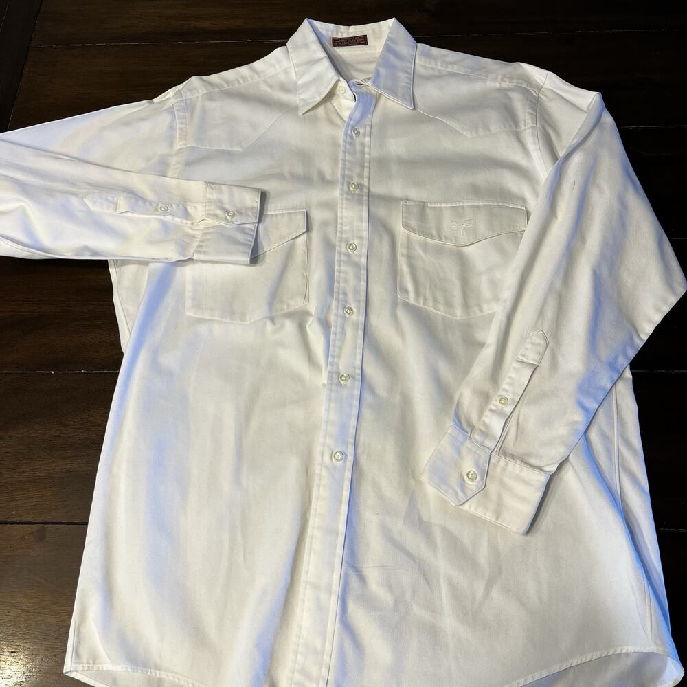 LUCCHESE Western Button Front Shirt Men's M/L White Cotton